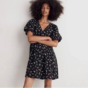 Madewell NWT Challis Sophia Woodland Floral Puff Sleeve Smocked Mini Dress S